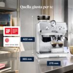 De'Longhi LA SPECIALISTA ARTE EC9155.W Macchina da caffè Manuale, 3 Ricette Preimpostate, Controllo Attivo della Temperatura, 8 Livelli di Macinazione, Lancia MyLatte Art, incluso KIT BARISTA, Bianco - immagine 9