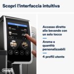 De'Longhi Perfetto Dinamica Plus ECAM380.95.TB, Macchina Automatica per Caffè in Chicchi, Caraffa Montalatte Automatica, 24 Bevande One Touch, Schermo Touch, Spegnimento Programmabile, Titanio - immagine 6